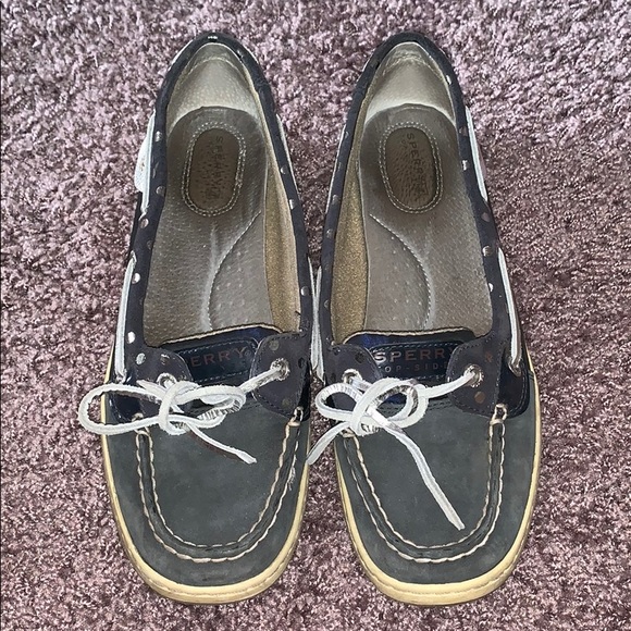 Sperry Shoes - Navy dotted sperry topsiders
